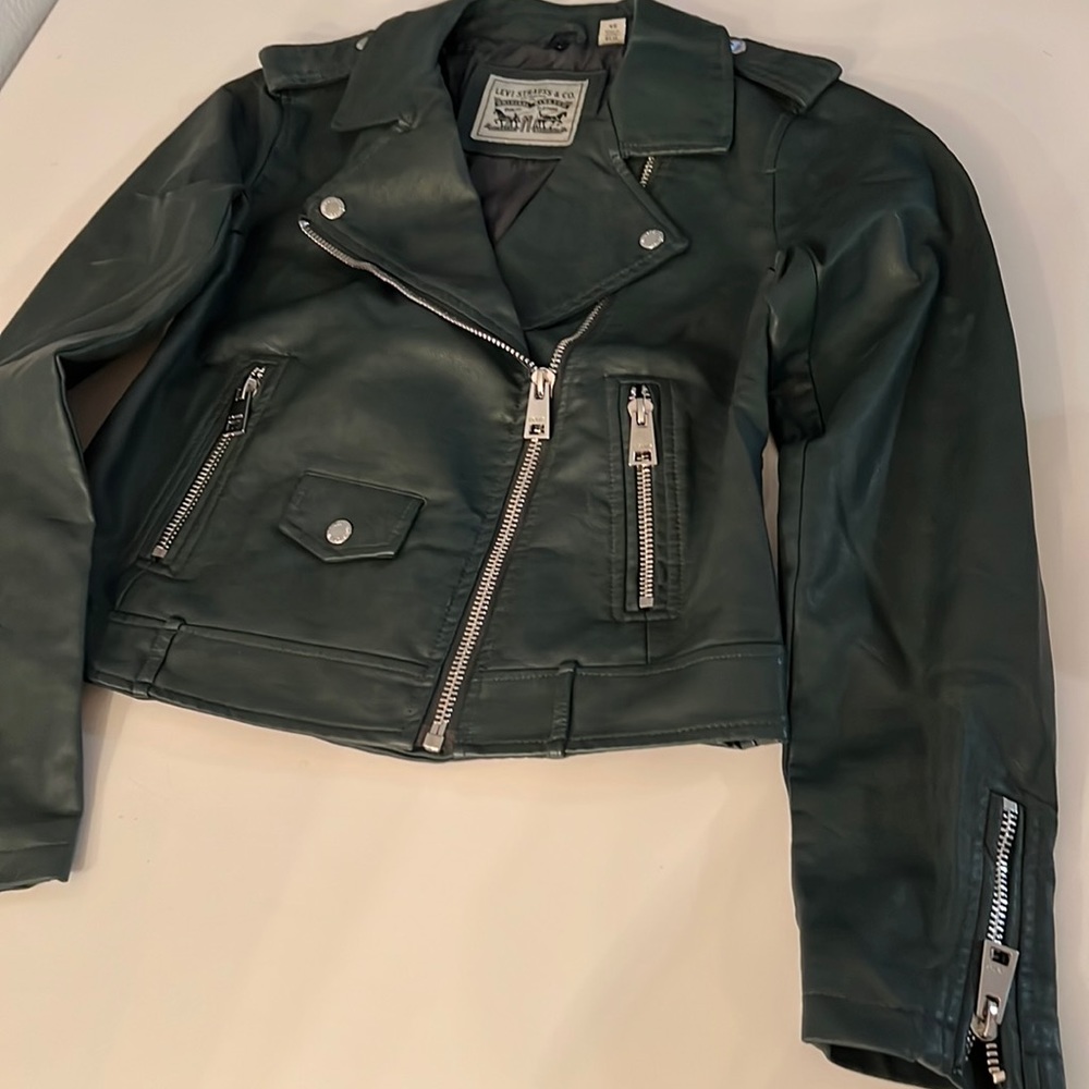 Levi Strauss & Co- Faux Leather Jacket - Emerald Green - size XS